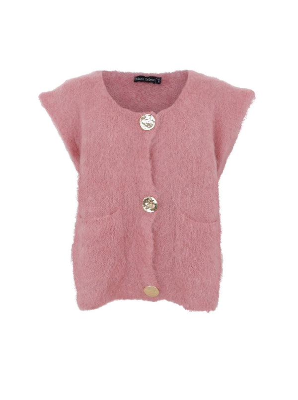 Black Colour  Bjoerk knitted button vest winter rose