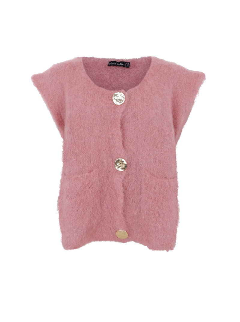 Black Colour  Bjoerk knitted button vest winter rose