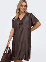 Only Carmakoma Cecilia v-neck dress  brown
