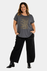 Gozzip Gitte t-shirt with print  charcoal
