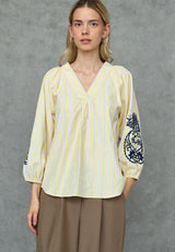 Love & Divine Love1597 blouse straw stripes