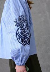 Love & Divine love1529 blue stripe shirt