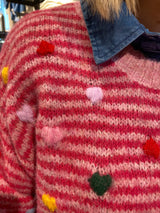 QNUZ Selina knit pink/red stripes & hearts