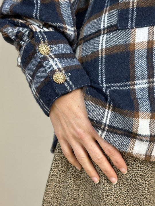 Gaspar Malmø check shirt dark blue