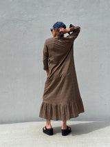 Gaspar Loule broderi anglaise dress dusty brown
