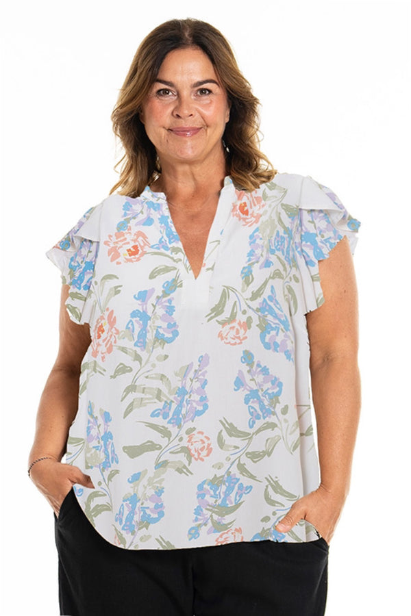 GOZZIP Kathlin blouse blue rose