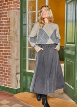 Black Colour Beth argyle knit jumper natural