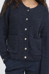 Ichi Valmai knit jacket navy blue total eclipse