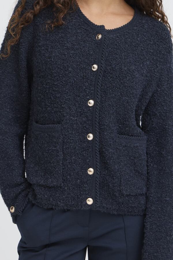 Ichi Valmai knit jacket navy blue total eclipse