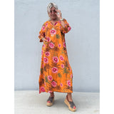 Gaspar Athen flower kaftan orange