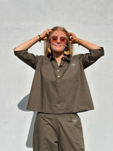 Gaspar Porto poplin shirt olive green