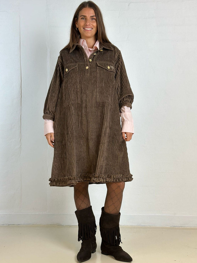 Gaspar Rio Corduroy dress taupe