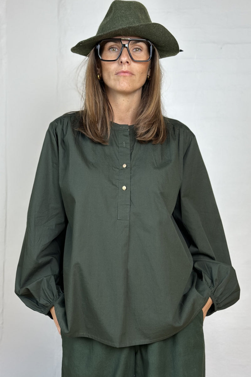 Gaspar Læsø poplin shirt dark green