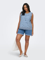 Only Carmakoma Gelina o-neck top faded denim blue