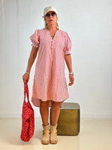 Gaspar Tunø short stripe dress red