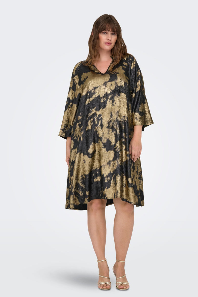 Only Carmakoma Dixie dress abstrakt black gold