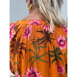 Gaspar Athen flower kaftan orange