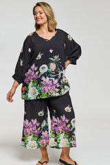 Gozzip Millie wide pants black with flower
