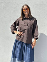 Gaspar Oslo poplin shirt chokolate