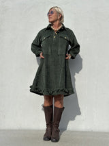 Gaspar Rio Corduroy dress bottle green