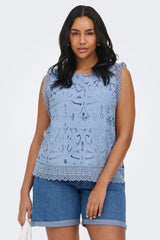 Only Carmakoma Gelina o-neck top faded denim blue