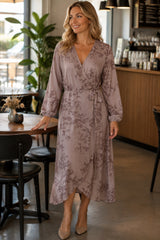 Black Colour Nancy wrap dress taupe