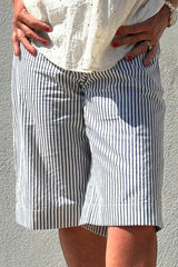 Gaspar Honolulu bermuda poplin shorts blue stripe