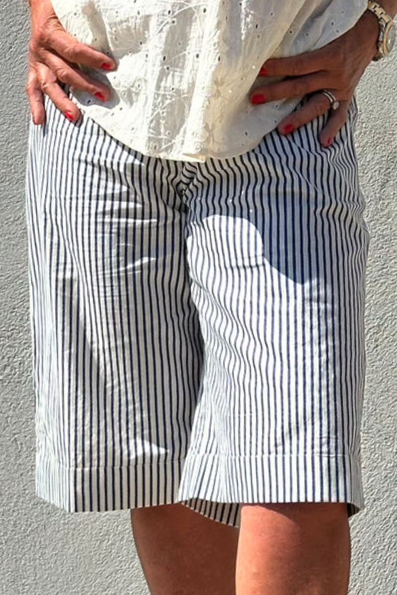 Gaspar Honolulu bermuda poplin shorts blue stripe