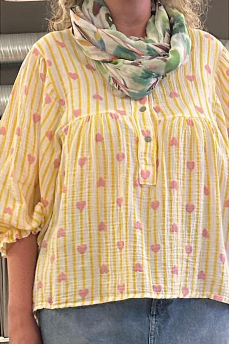 BOHO LOVE shirt stripes  rose hearts