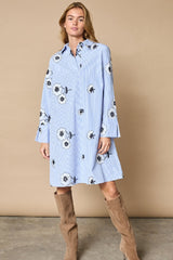 Love & Divine love1476 tunic blue flower