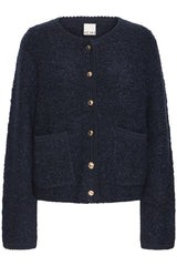 Ichi Valmai knit jacket navy blue total eclipse