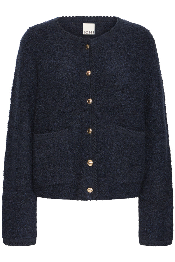 Ichi Valmai knit jacket navy blue total eclipse