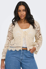 Only Carmakoma Waterly croche tie cardigan birch