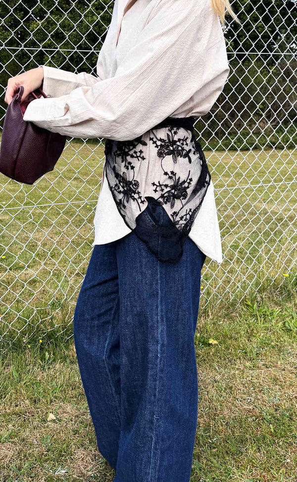 Black Colour  Miriana triangle lace scarf black