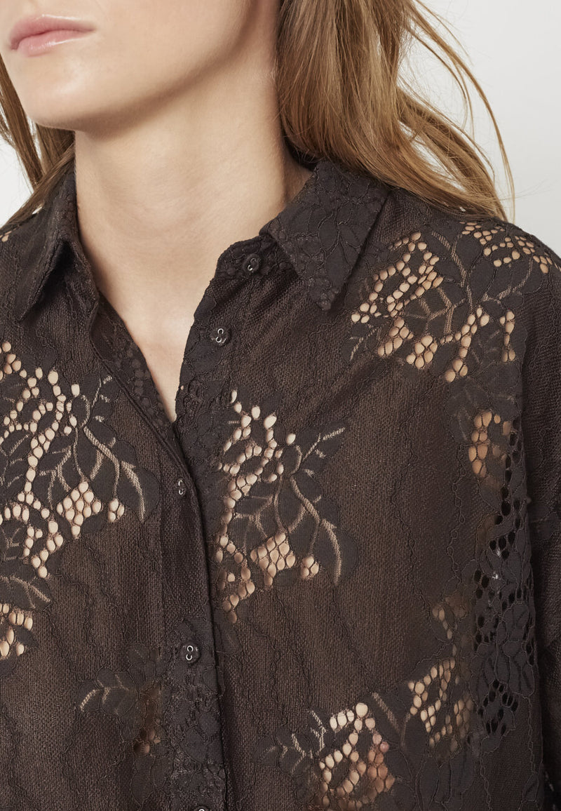 Love & Divine lace shirt chocolate