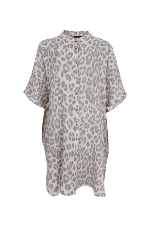 Black Colour Melina linen tunic leo
