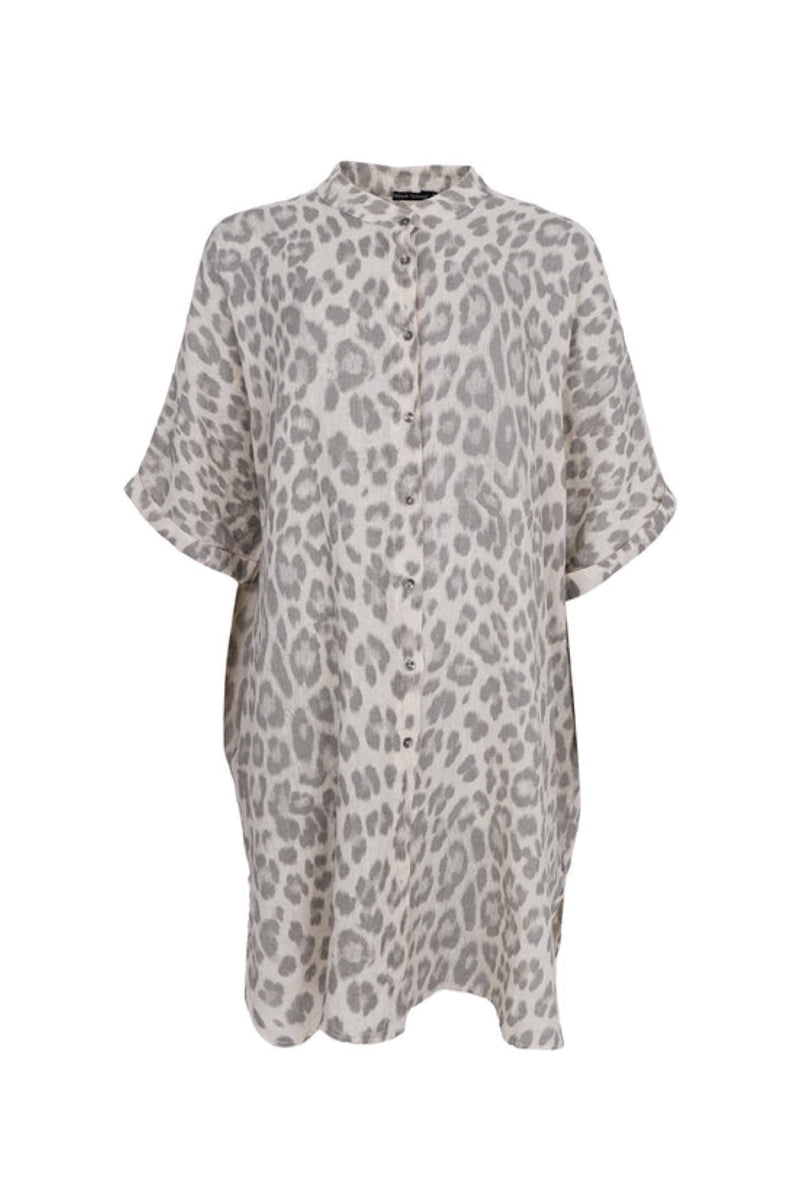 Black Colour Melina linen tunic leo