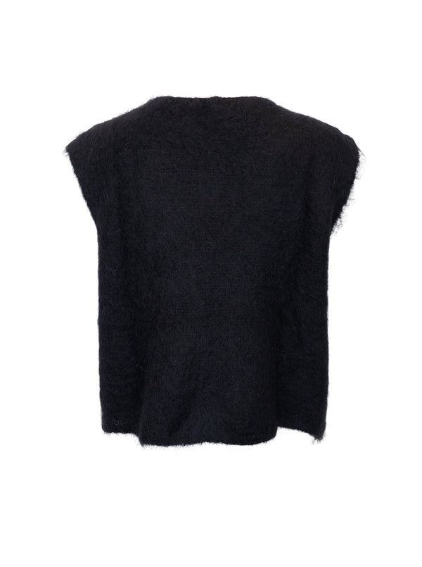 Black Colour Bjoerk Knitted Button Vest