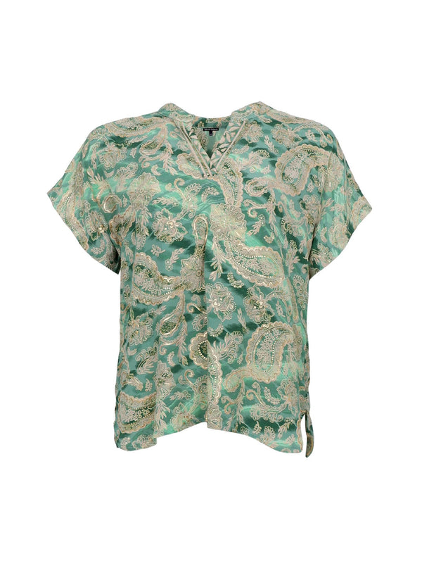 Black Colour Luna Andrea top floral green