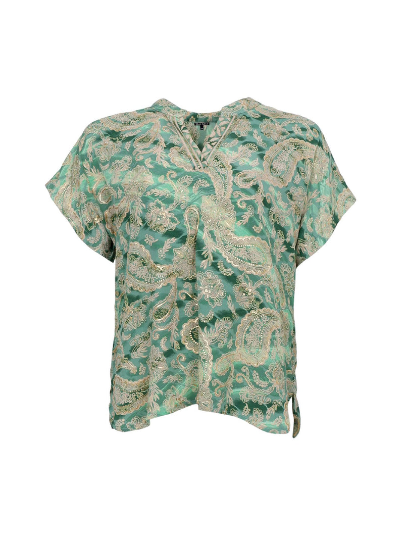 Black Colour Luna Andrea top floral green