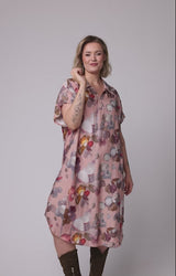Gozzip Viona dress dusty rose with large flowers