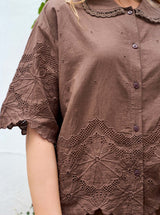 Black Colour Agneta lace blouse Espresso