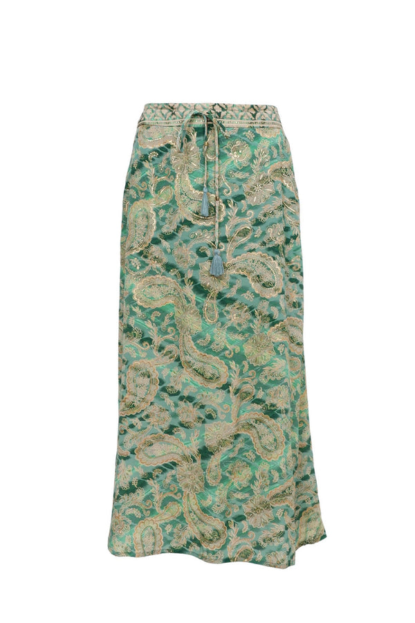Black Colour Luna regular skirt floral green