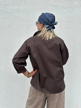 Gaspar Oslo poplin shirt chokolate
