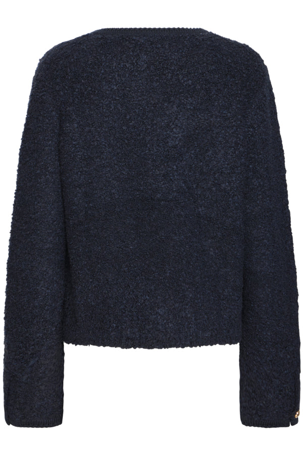 Ichi Valmai knit jacket navy blue total eclipse