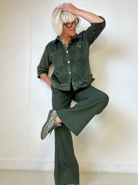 Gaspar Vigo Corduroy shirt bottle green