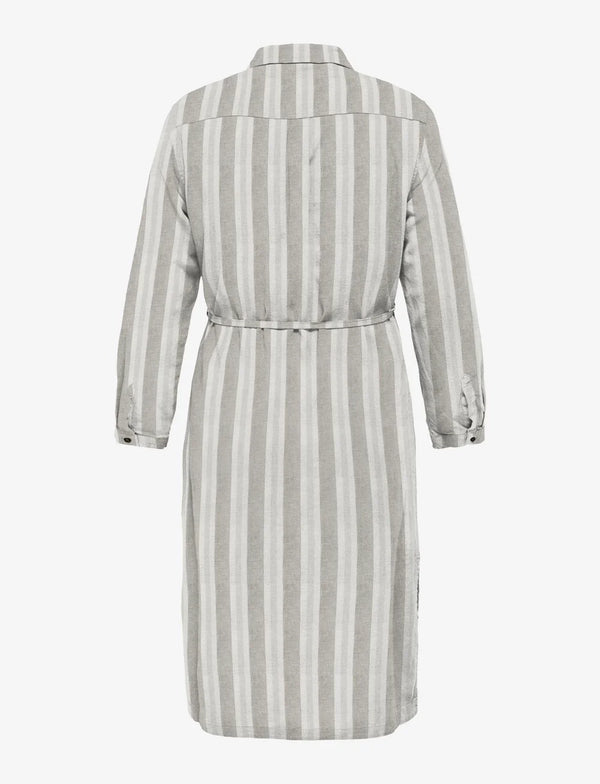 Only Carmakoma Caro linen shirt dress olive stripe