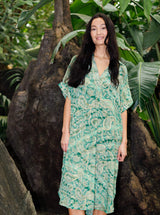 Black Colour Luna kaftan tunic floral green