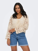 Only Carmakoma Waterly croche tie cardigan birch