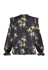 Love & Divine blouse navy gold print